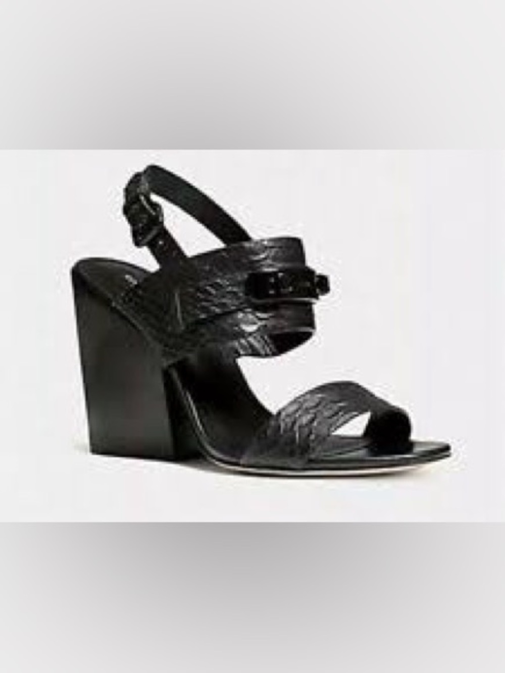 Coach Black High Heels Sandals Shoes Size 6 ankle buckle closure- Dennis